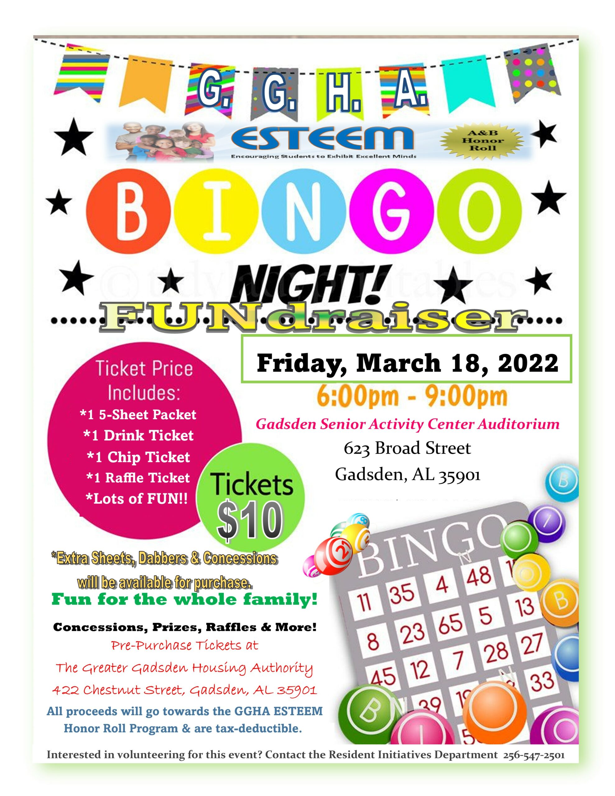 ESTEEM Virtual Bingo Bango Fundraiser - Greater Gadsden Housing Authority